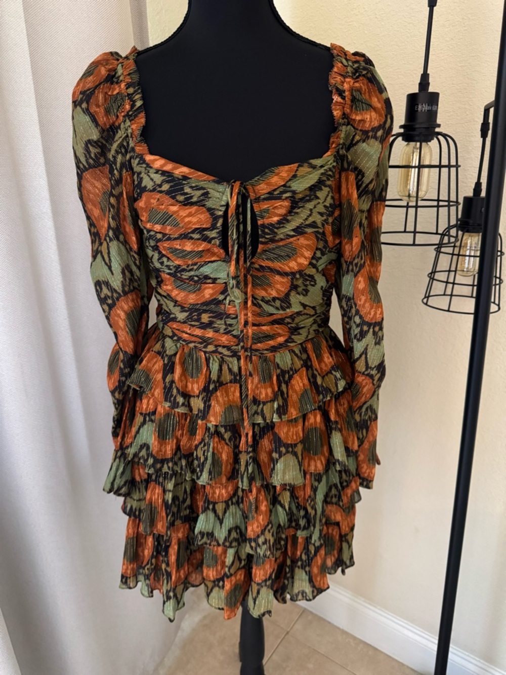 Ulla Johnson Naiya Dress Size 4 Metallic Floral Ruffle Mini NWT - Picture 2 of 13